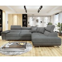 Acker Fabric Right Hand Corner Sofa Bed In Grey