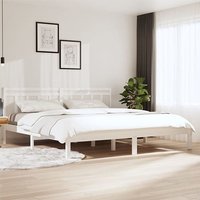 Naida Solid Pinewood Super King Size Bed In White