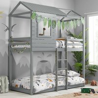 Adventure Pine Wood Single Bunk Bed In Grey
