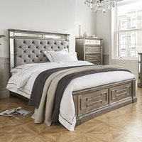 Opel Mirrored Wooden Super King Size Bed In Silver And Grey