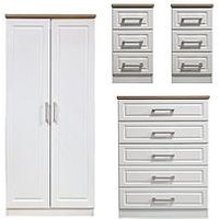 Swift Regent Ready Assembled 4 Piece Package - 2 Door Wardrobe, 5 Drawer Chest And 2 Bedside Chests