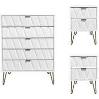 Swift Versailles Ready Assembled 3 Piece Package - 5 Drawer Chest And 2 Bedside Chests