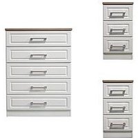 Swift Regent Ready Assembled 3 Piece Package - 5 Drawer Chest And 2 Bedside Chests