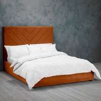 Idling Velvet Double Bed In Burnt Orange