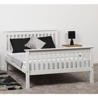 Merlin Wooden High Foot End King Size Bed In White
