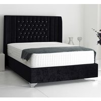 Alexandria Plush Velvet Upholstered King Size Bed In Black