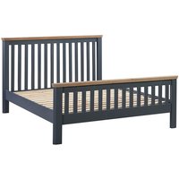 Trevino Wooden Double Bed In Midnight Blue And Oak