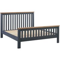 Trevino Wooden Super King Size Bed In Midnight Blue And Oak