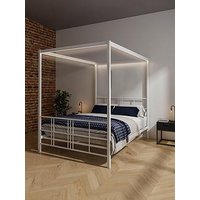 Xr Living Fern 4 Poster Canopy Bed With White Soft Glow Led Light - White
