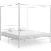 Fallon Metal Canopy Super King Size Bed In White