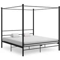 Fallon Metal Canopy Super King Size Bed In Black