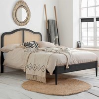 Ladson Wooden Super King Size Bed With Rattan Headboard In Black